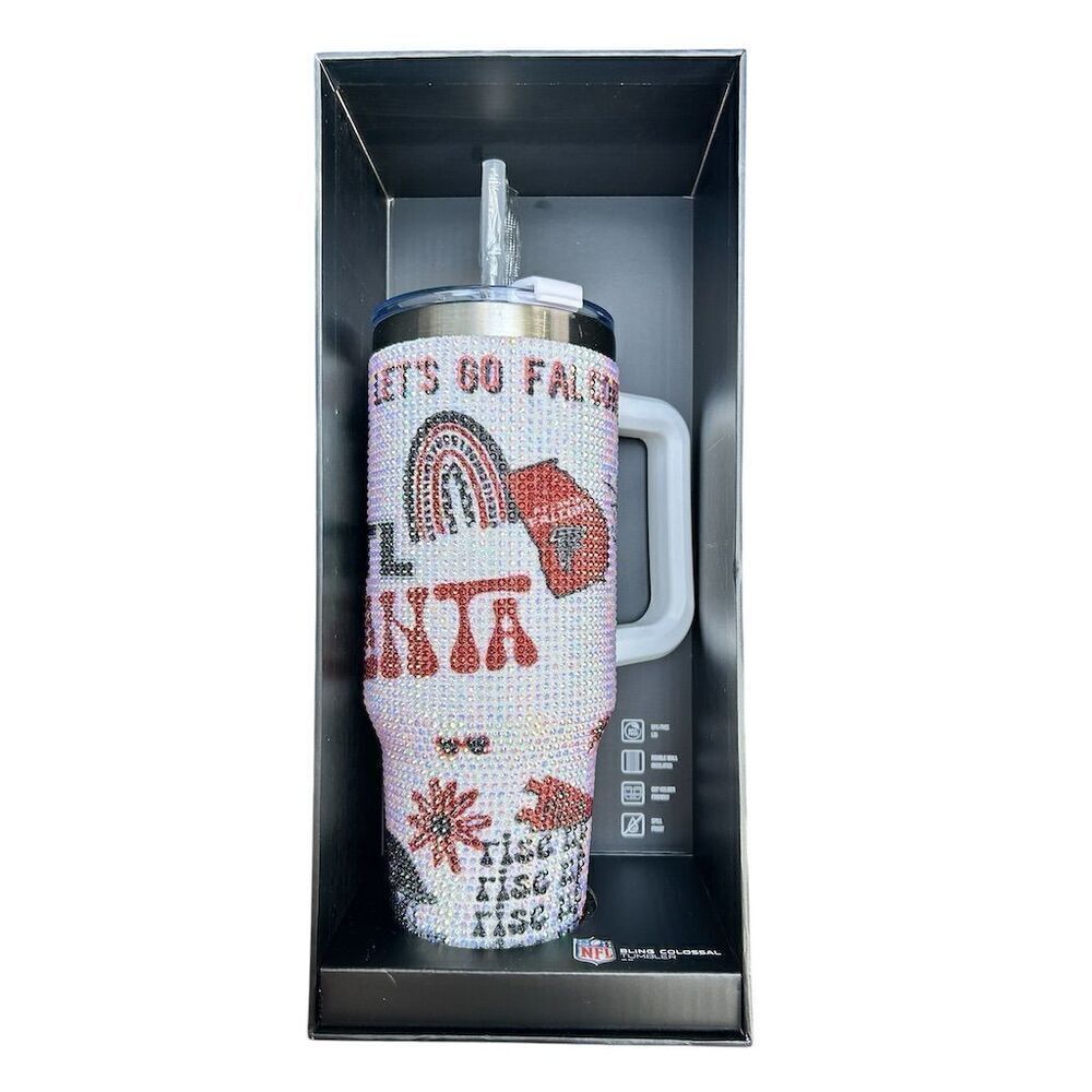 NFL Atlanta Falcons Colossal Bling 46 oz Tumbler Let's Go Falcons Design‎